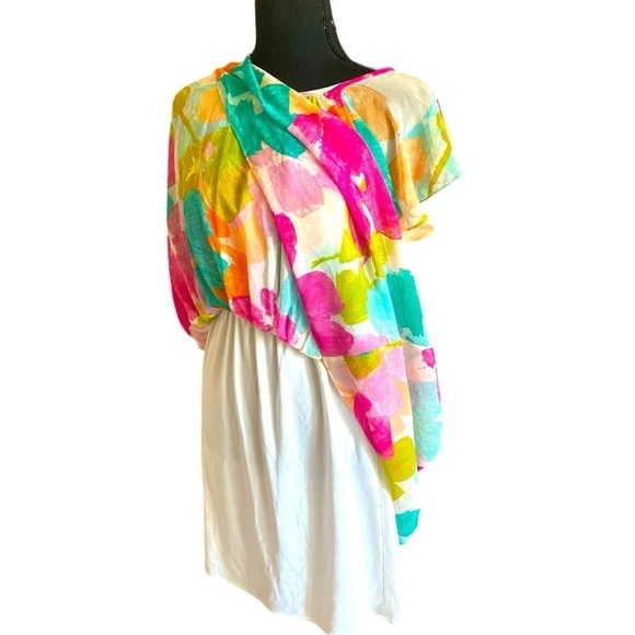 Calvin Klein Colorful Abstract Floral Print Dress Size 4,Coconut Girl SOFTGIRL - Picture 6 of 8